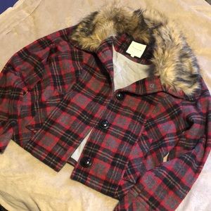 🌟HERITAGE 1981🌟Wool blend coat w/faux fur collar